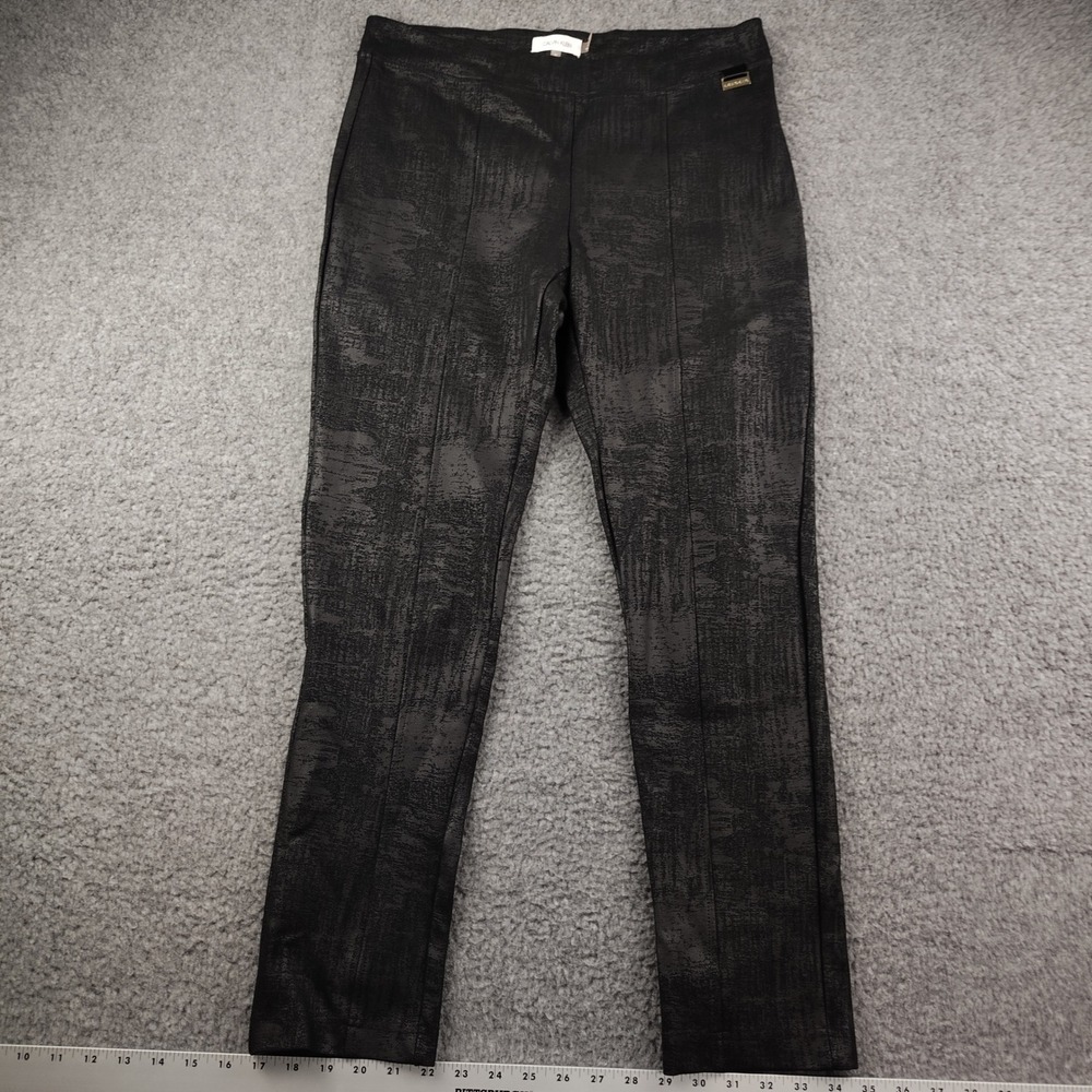 Calvin Klein Leggings Sz Medium Jacquard Pull On Black Textured EUC